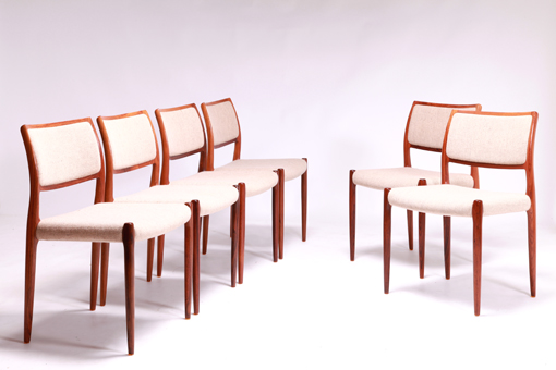Model 80 dining chairs in rosewood by Niels O. Møller