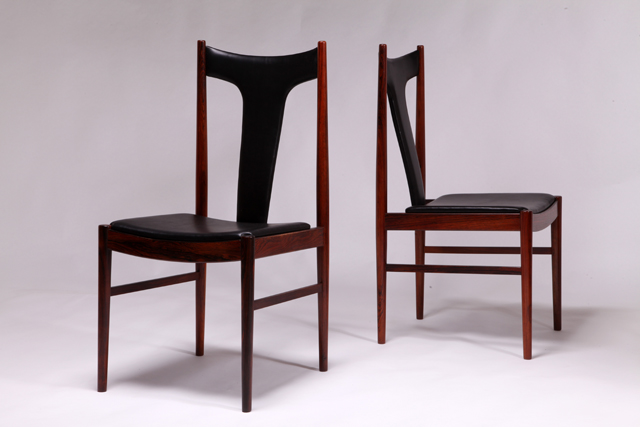 High backed side chair in rosewood by Helge Sibast