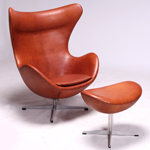 The egg chair with ottoman by Arne Jacobsen