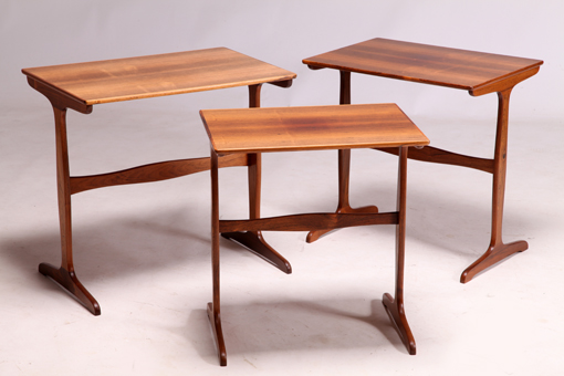 Nesting tables in rosewood by Ole Wanscher