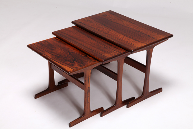 Nesting tables in rosewood by Kai Kristiansen