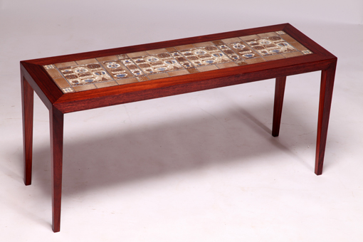 Coffee table with Royal Copenhagen tiles by Severin Hansen Jr.