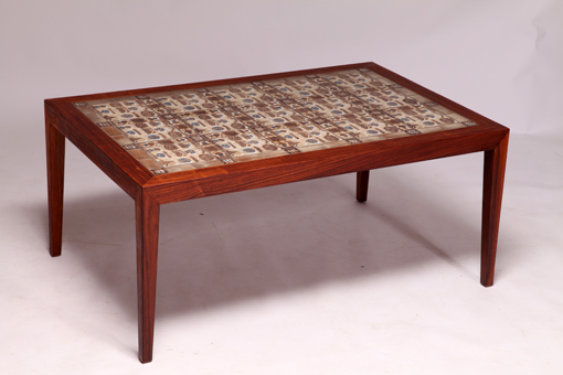 Coffee table with Royal Copenhagen tiles by Severin Hansen Jr.