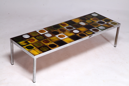 Glazed tiles top low table by Roger Capron