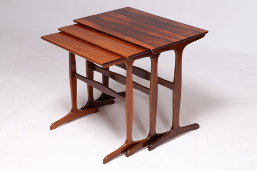 Nesting tables in rosewood by Ole Wanscher