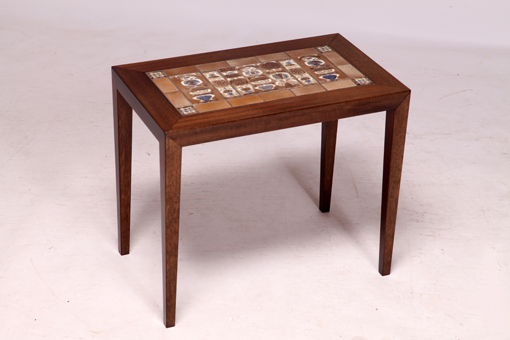 Side table with Royal Copenhagen tiles by Severin Hansen Jr.