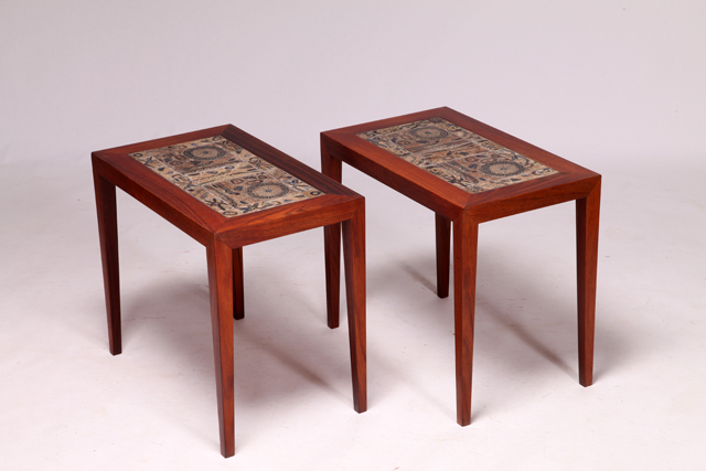 Small side table with Royal Copenhagen tiles by Severin Hansen Jr.