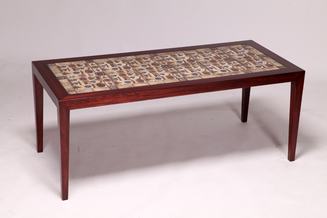 Coffee table with Royal Copenhagen tiles by Severin Hansen Jr.