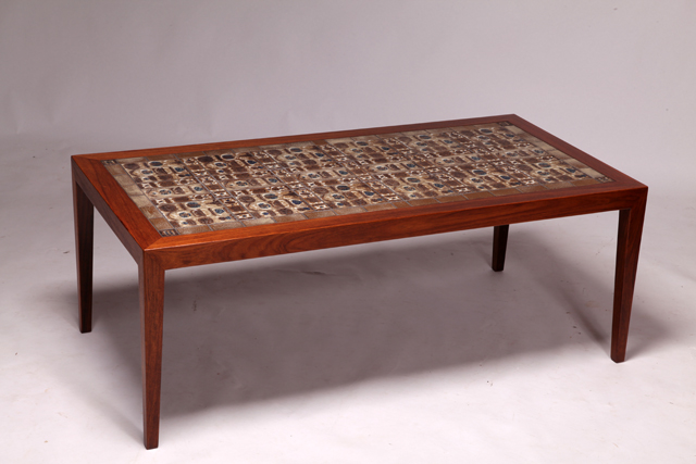 Coffee table in rosewood with Royal Copenhagen tiles by Severin Hansen Jr.