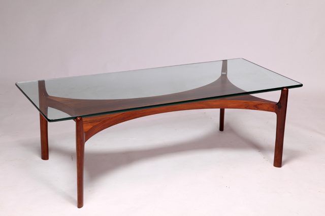 Glass coffee table in rosewood by Svend Ellekær