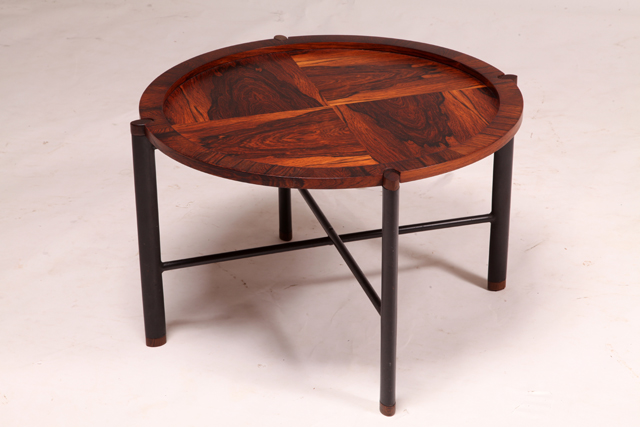 Tray table in rosewood & metal