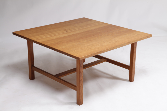 Square solid oak coffee table by Kurt Østervig