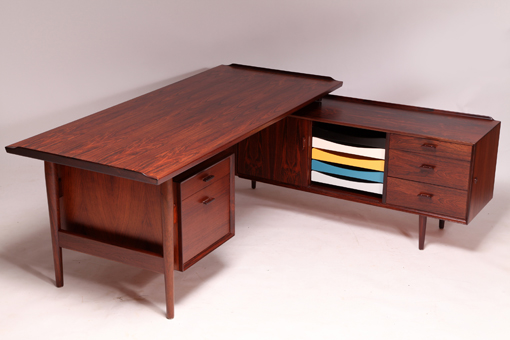 L-shaped executive desk & sideboard by Arne Vodder