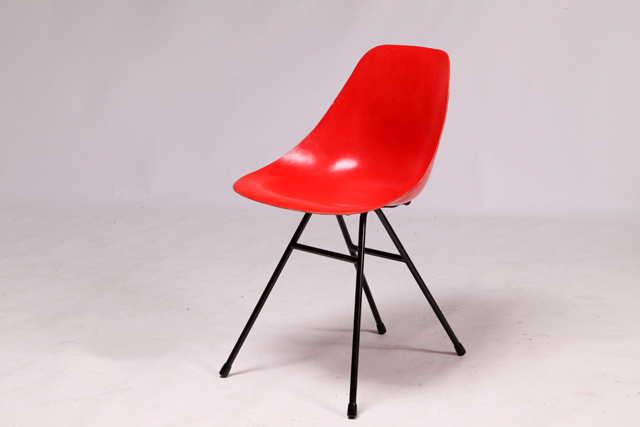 Coccinelle chair with compass legs by René-Jean Caillette