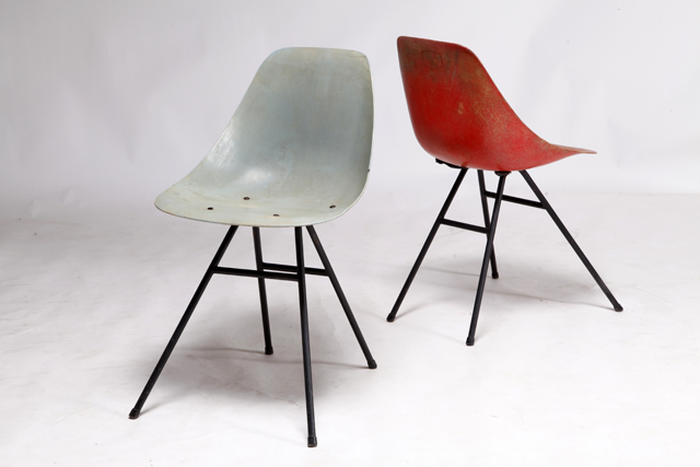 Coccinelle chair with compass legs by René-Jean Caillette