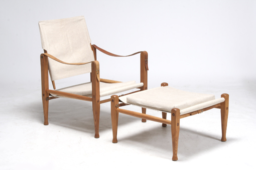 Safari chair with stool by Kaare Klint