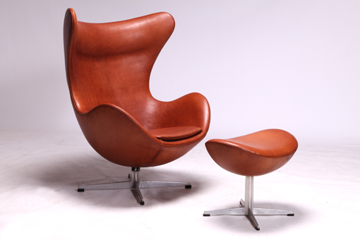 The egg chair with ottoman by Arne Jacobsen