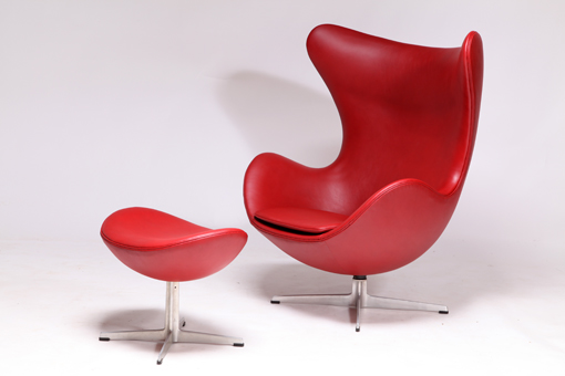 The egg chair with ottoman by Arne Jacobsen