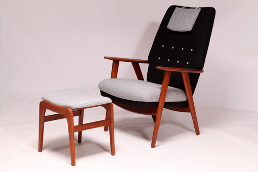 Lounge chair with stool by Kurt Olsen