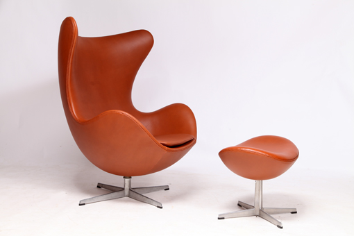 The egg chair with ottoman by Arne Jacobsen