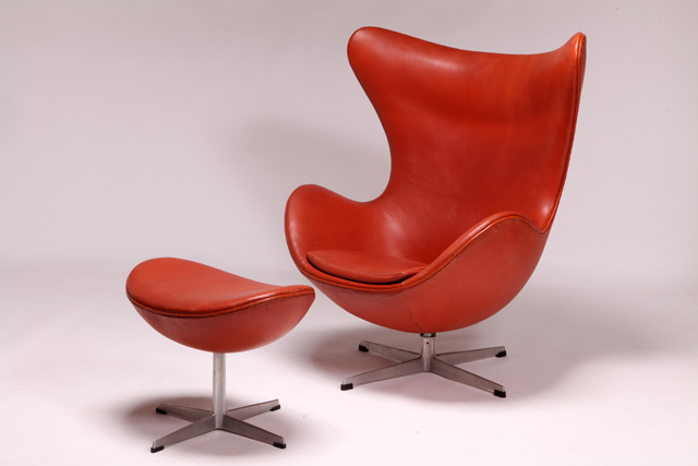 The egg chair with ottoman by Arne Jacobsen
