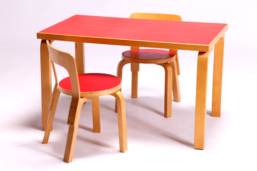 Kid`s desk & chairs set by Alvar Aalto