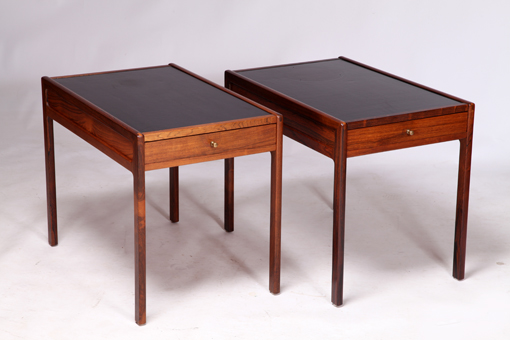 A pair of rosewood side tables by Helge Vestergaard Jensen