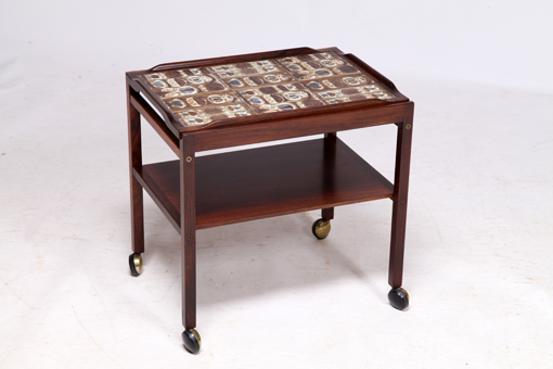 Trolley in rosewood with tiles from Royal Copenhagen