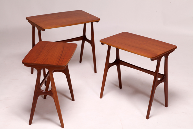 Nesting tables in teak by Erling Torvits