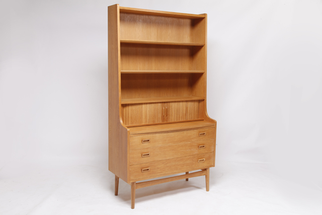 Bookshelf with desk in oak by Johannes Sorth