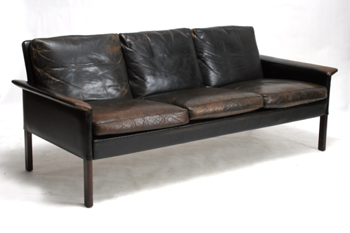 Black leather sofa