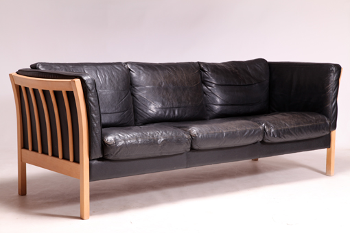 Black leather sofa