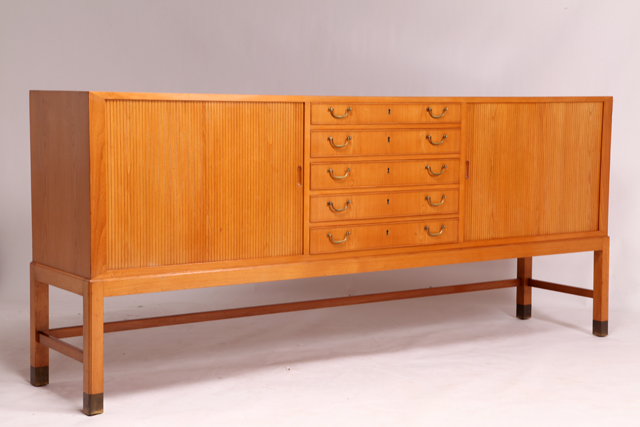 Sideboard with tambour doors in elm by Jacob Kjær