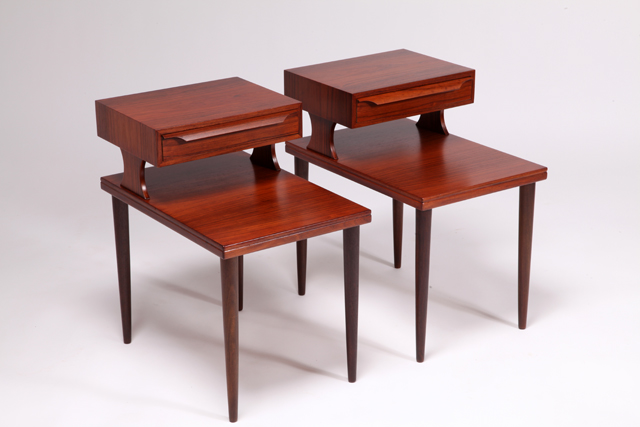 Pair of bed side tables in rosewood with drawer by Johannes Andersen