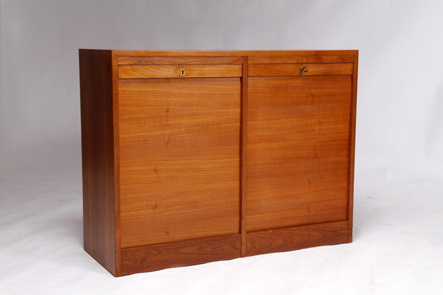 Teak cabinet with roll front by Ejlif Christiansen