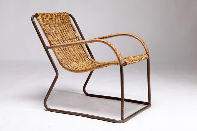 Rare Dutch rattan lounge chair