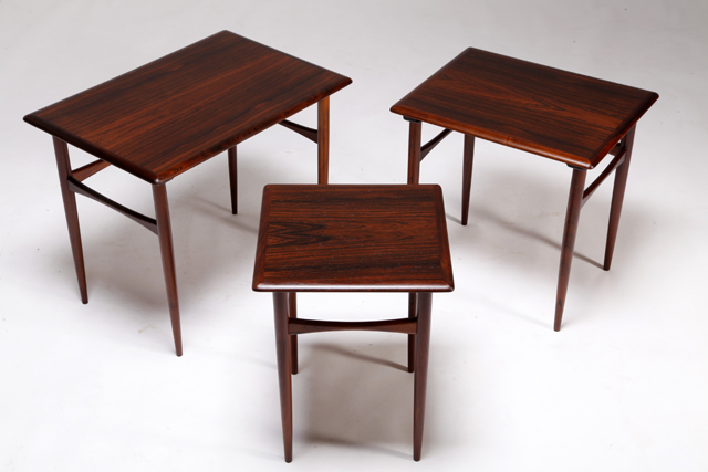 Rosewood nesting tables by Poul Hundevad