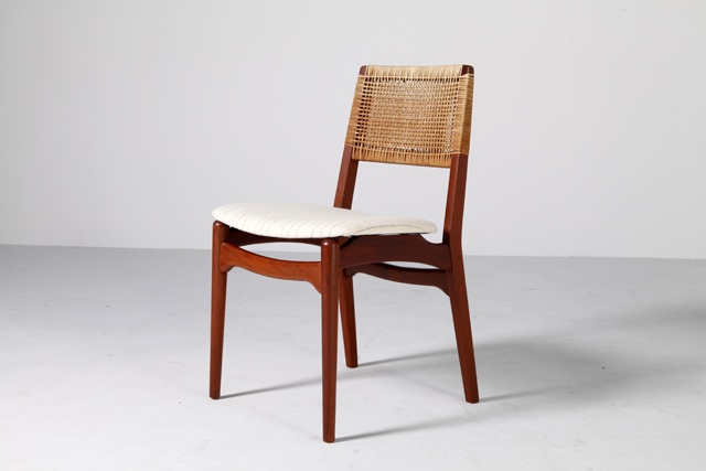 Model 48 dining chair in teak with cane by E. Knudsen