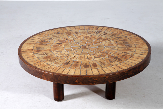 Low round coffee table by Roger Capron