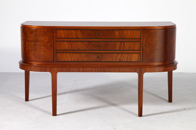 Small curved front sideboard of mahogany