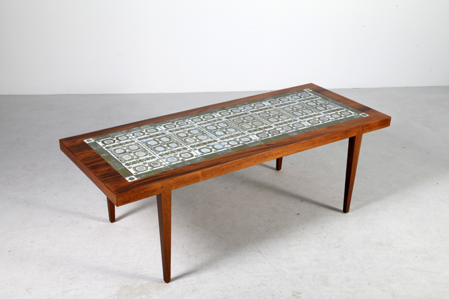 Coffee table in rosewood with Royal Copenhagen tiles by Severin Hansen Jr.
