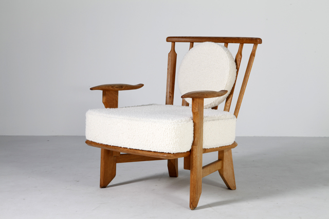 Armchair in oak by Guillerme et Chambron