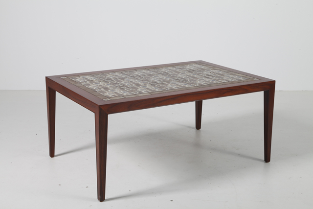 Coffee table in rosewood with Royal Copenhagen tiles by Severin Hansen Jr.