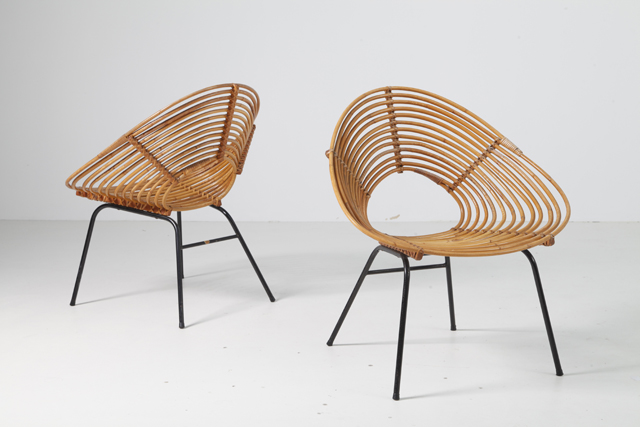 Spiral rattan chair by H. Broekhuizen